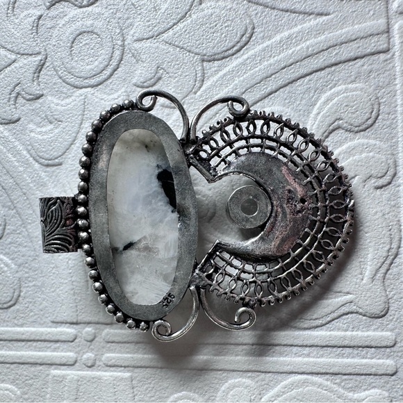 Moonstone Pendant Large on Cord Statement Necklace 1904 G - Picture 6 of 8